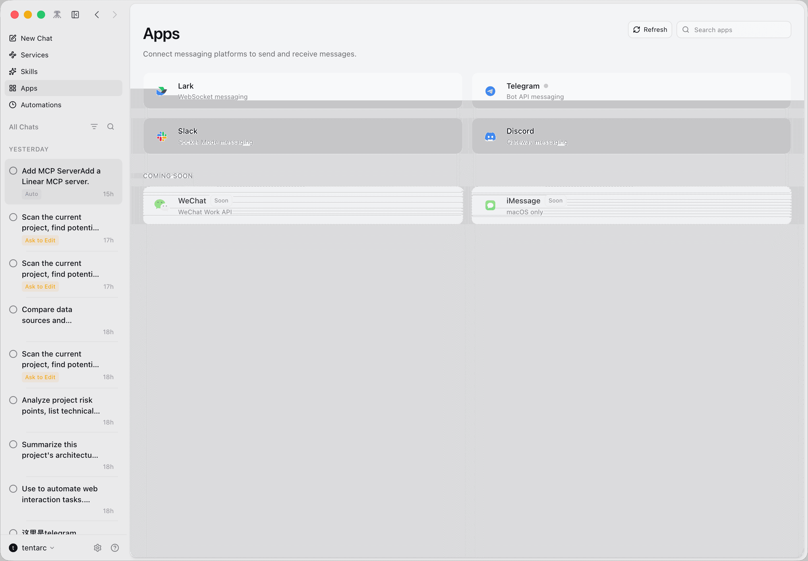 Tentarc Apps - Messaging Platform Integration